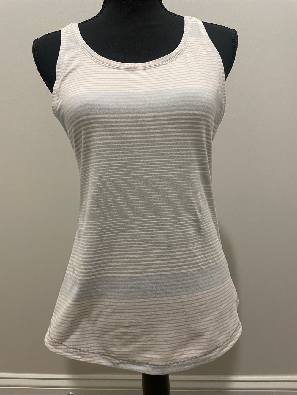lululemon athletica White & Light Gray Striped Scoop Tank